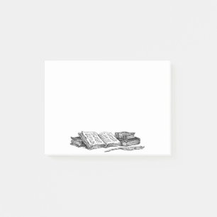 Bloco De Notas Livros do vintage e Quill Stickies da escrita