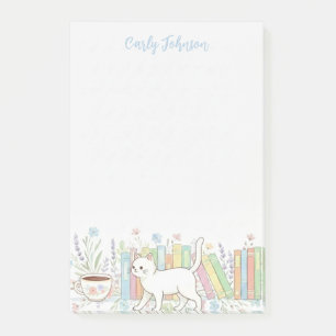 Bloco De Notas Livros Gatos & Café Floral Personalizado