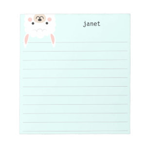 Bloco De Notas Llama Bonita, Linda Personalizada em Verde