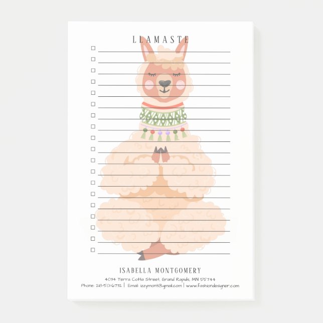 Bloco De Notas Llamaste | Llama Personalizado Engraçado (Frente)