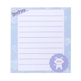 Bloco De Notas Lobo Bebê Pastel Azul Fofo 