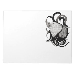 Bloco De Notas Lobo Branco com Arte Tribal Raven