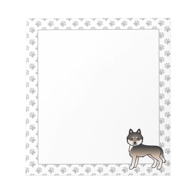 Bloco De Notas Lobo Escuro Cinza Husky Siberiano Cachorro Fofo De (Frente)