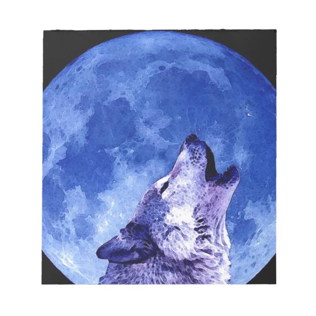 Bloco De Notas Lobo Uivando para a Lua (Frente)