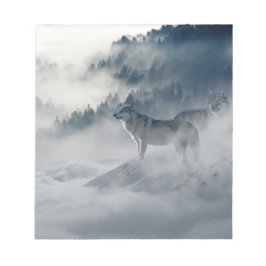 Bloco De Notas Lobos numa paisagem de inverno