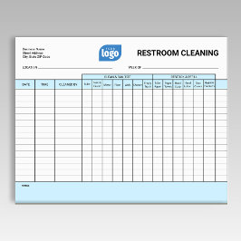 Bloco De Notas Logo Editable Office Restroom Cleaning Log Notepad