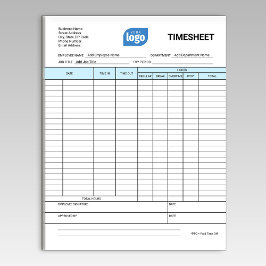 Bloco De Notas Logo Simple Employee Business Time Sheet Notepad