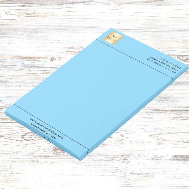 Bloco De Notas Logótipo comercial azul-céu timbrado (Criador carregado)