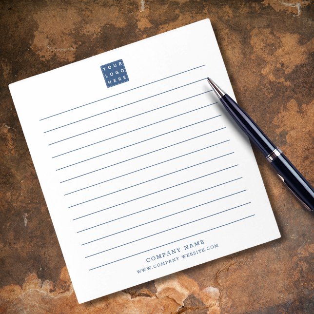 Bloco De Notas Logotipo comercial personalizado Nome da empresa B (Custom Business Logo Company Name Blue Lined Notepad
)