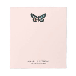 Bloco De Notas Logotipo da borboleta cor-de-água rosa-claro
