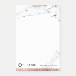 Bloco De Notas Logotipo da empresa luxe moderna de mármore rosa 
