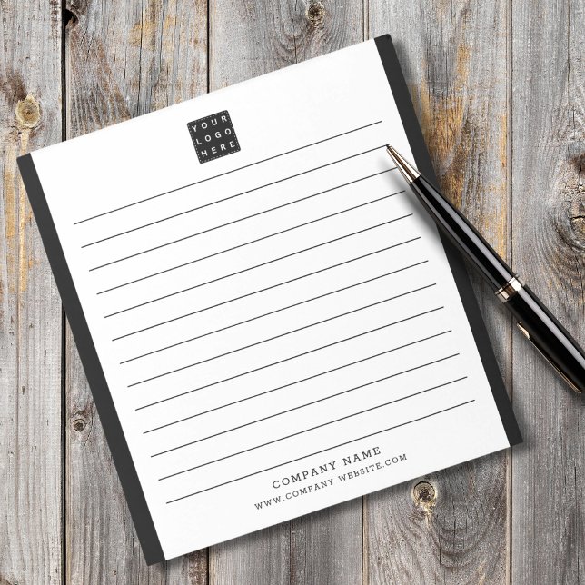 Bloco De Notas Logotipo da empresa personalizado Nome comercial B (Custom Company Logo Business Name Black Border Notepad
)