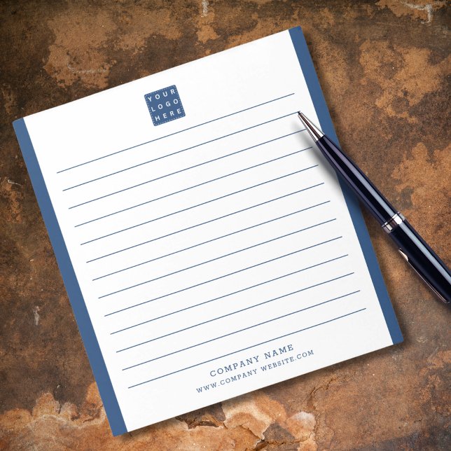 Bloco De Notas Logotipo da empresa personalizado Nome comercial B (Custom Company Logo Business Name Blue Border Notepad
)