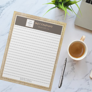 Bloco De Notas Logotipo de quadro marrom de textura Dourada elega