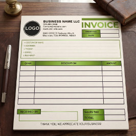 Bloco De Notas Logotipo do Formulário de Pedido de Fatura Comerci