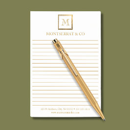 Bloco De Notas Logotipo Dourado quadrado do Monograma de Negócios