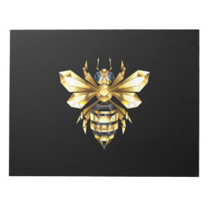 Bloco De Notas Logotipo Faux Gold Foil Polygonal da Abelha em Pre