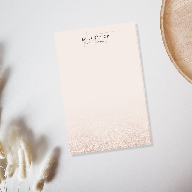 Bloco De Notas Logotipo Feminino do Monograma Rosa Espelhado Mode (Criador carregado)