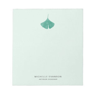 Bloco De Notas Logotipo Ginkgo Leaf Menor Verde Natureza Simples