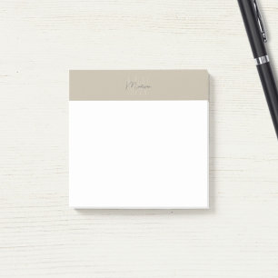 Bloco De Notas Logotipo Monograma Bege Minimalista Moderno