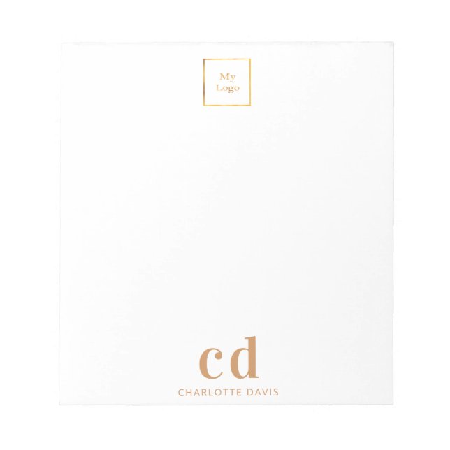 Bloco De Notas Logotipo monograma dourado branco empresa comercia (Frente)