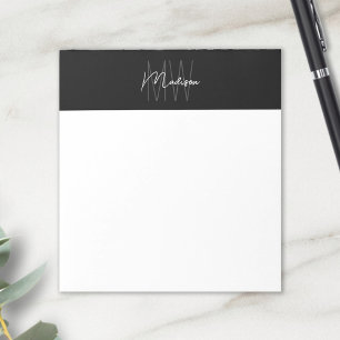 Bloco De Notas Logotipo Monograma Preto e Branco Minimalista Mode