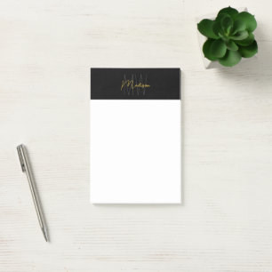 Bloco De Notas Logotipo Monograma Preto e Dourado Minimalista Mod