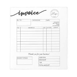 Bloco De Notas Logotipo personalizado Fatura de fábrica Pequena e