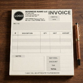 Bloco De Notas Logotipo Personalizado, Fatura Simples de Pedido d