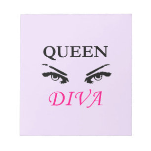 Bloco De Notas Logotipo preto & cor-de-rosa da diva da rainha com