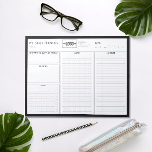 Bloco De Notas Logotipo preto simples Planejador diário não atual