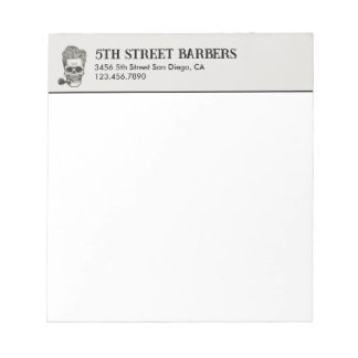 Bloco De Notas Logotipo Vintage Barber Skull Personalizável