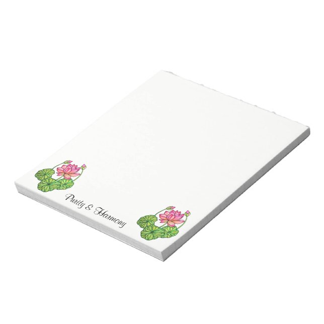 Bloco De Notas Lotus Cor-de-Água Rosa com Compartimentos e Folhas (Invertido)