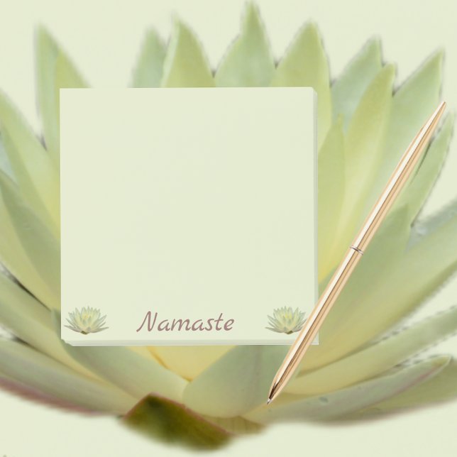 Bloco De Notas Lotus Waterlily Yellow Floral Namaste Verde Pálido (Criador carregado)