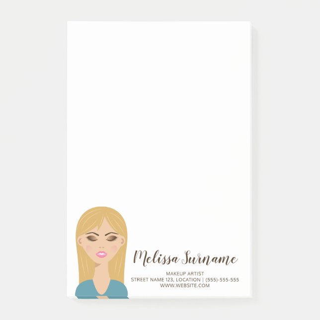Bloco De Notas Loura Hair Girl Com Makeup Personalizada Artista (Frente)