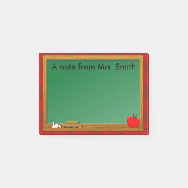 Bloco De Notas Lousa Apple Vermelho Xadrez Professor (Frente)