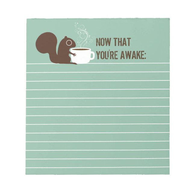 Bloco De Notas Lover de café de esquilo com texto personalizável (Frente)