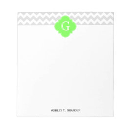 Bloco De Notas Lt Cinza Chevron ZigZag Verde-Limão Trevo de Quatr