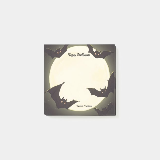 Bloco De Notas Lua e Bats Feliz Halloween (Frente)