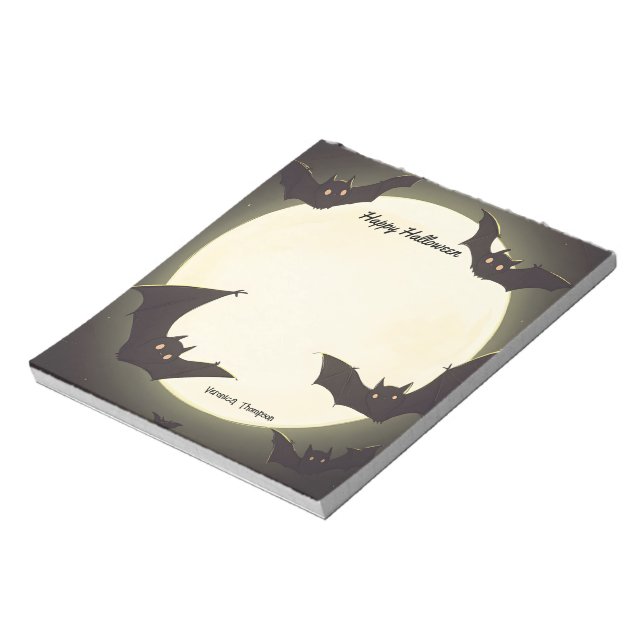 Bloco De Notas Lua e Bats Feliz Halloween (Invertido)