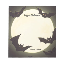 Bloco De Notas Lua e Bats Feliz Halloween