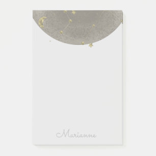 Bloco De Notas  Lua Estrelas Dourado Falso 