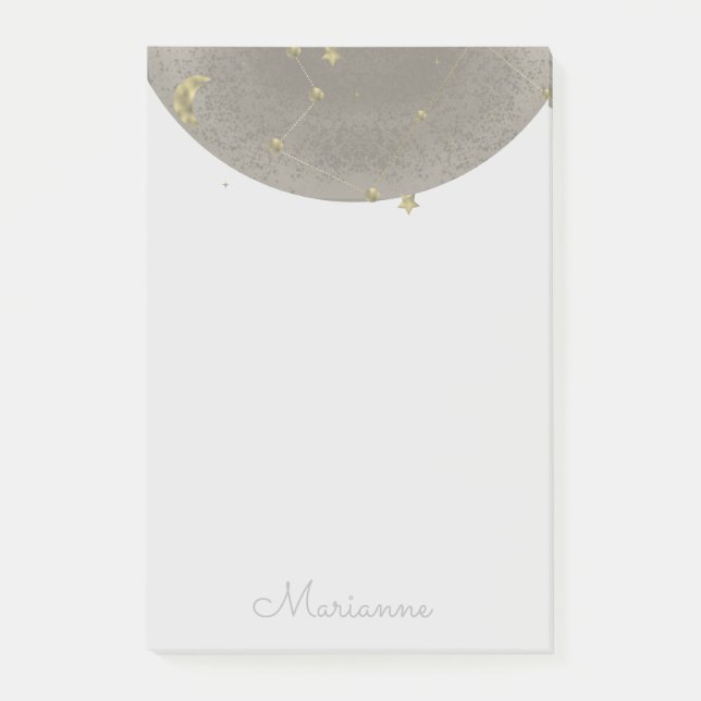 Bloco De Notas  Lua Estrelas Dourado Falso  (Frente)