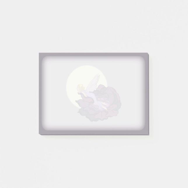 Bloco De Notas Lua que olha o céu feericamente da noite da flor (Frente)