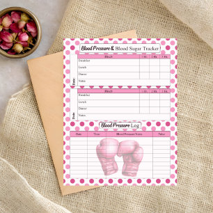 Bloco De Notas Luvas Rosa_ Pressão arterial e Diário de Açúcar