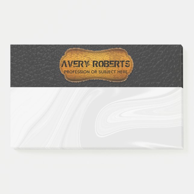 Bloco De Notas Luxo elegante amarelo-couro preto-preto (Frente)