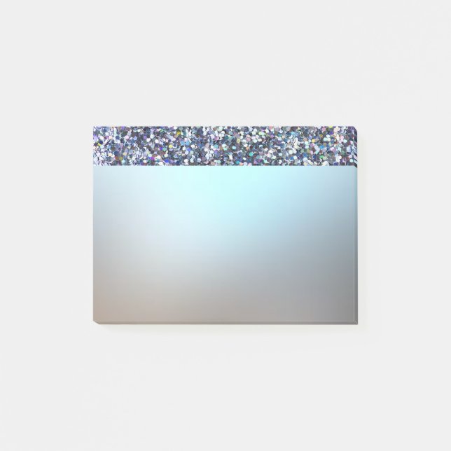 Bloco De Notas Luxo Elegante Brilho Azul Glitter (Frente)