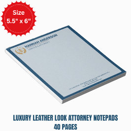 Bloco De Notas Luxury Navy Leather Look Attorney Logo Notepad  
