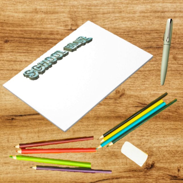 Bloco De Notas Luz-3D da Escola (This notepad has the School Bluz-3D design on every page!)