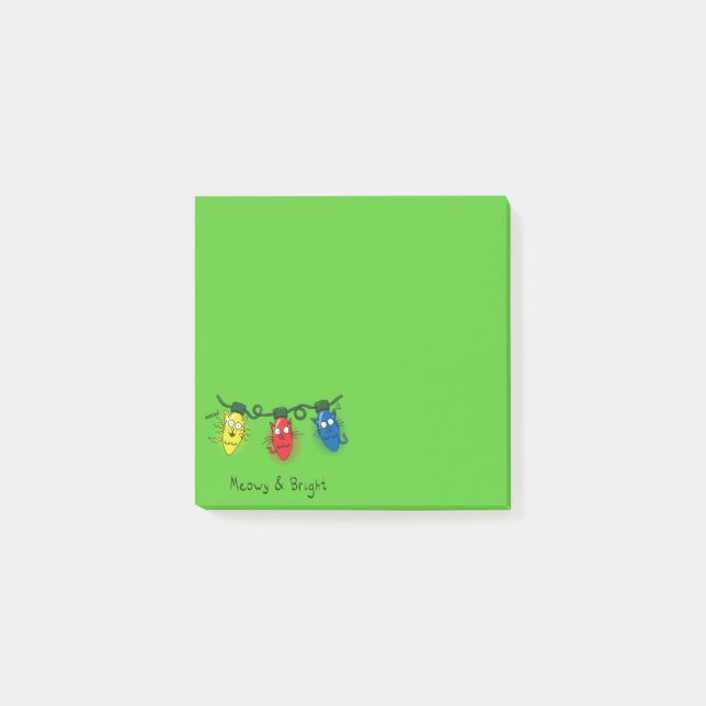 Bloco De Notas Luzes de Natal de Gato Engraçado (Frente)